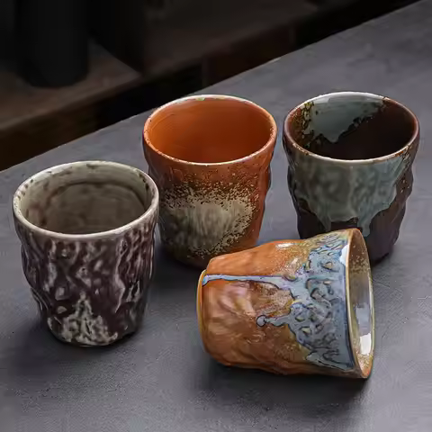 Japanese Tradition Pottery Gilt Teacup Handmade Ceramic Tea Bowl Travel Meditation Cup Pu'er Master