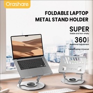 Orashare APH03 ขาตั้งโน้ตบุ๊กอะลูมิเนียมปรับความสูงได้ ฐานหมุนได้ 360° ที่วางแท็บเล็ตพับได้