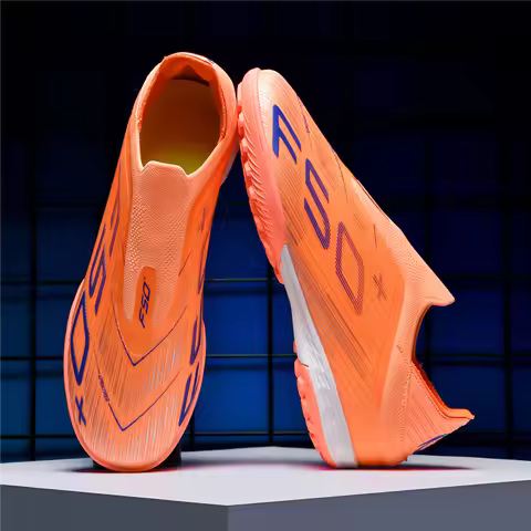 T36 Laceless Mens Soccer Shoes Boys F50 TF/FG Training Football Sneakers for Youth Turf Soccer Cleat