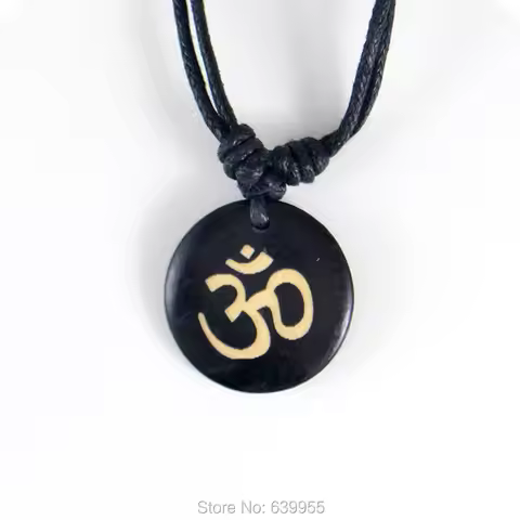 AUM OM Ohm Hindu Buddhist Hinduism Yoga India yak bone Carving Pendant Necklace Amulet Lucky Gift Tr