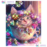 DOBUR | 5D Diamond Painting Set Round/Square Lovely Cat DIY Full Drill with Number Kits Home Mosaic 