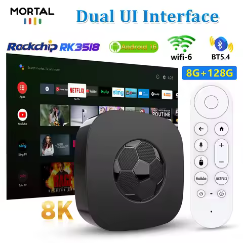 Mortal TV Box Android 16 16G 128G RK3518 Voice Control 4K 1080P 1000M WIFI6 T1 Ultra Bluetooth 5.2 P