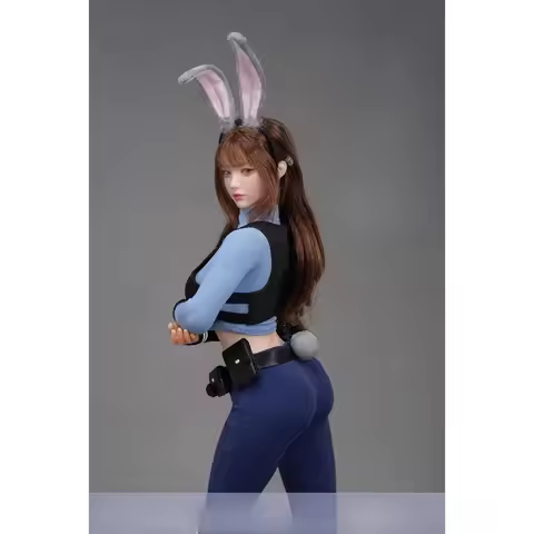 Presale I8toys 1/6 I8-C010 Cute Rabbit Policewoman Head Sculpt Model Police Uniform Skirt Suit for 1