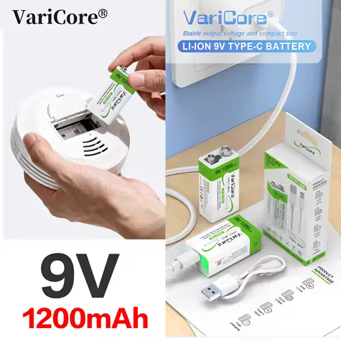 VariCore 6F22- PP3-6LR61 -9V lithium-ion rechargeable battery/USB Type-C interface/1200mAh/multimete