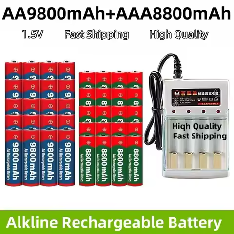 1-20pcs 1.5V rechargeable battery AA 9800mAh+AAA 8800mAh alkaline battery for clocks toys cameras sh