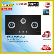 Bosch PMD93A31AX Series 4 Gas Hob 3 Burner Tempered Glass 92cm / Bosch PMD83A31AX Series 4 Gas Hob T