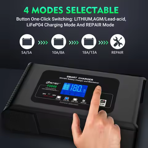 HTRC 36V/48V Smart Charger for Golf Cart 13A/18A for Lithium LiFePO4 Lead-acid Battery 9-Stage Autom