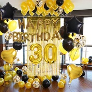 10 20 30 40 50 60 70 80 90Year Old Foil Balloon Gold Black Balloon 32inch Number Balloon Birthday Ba