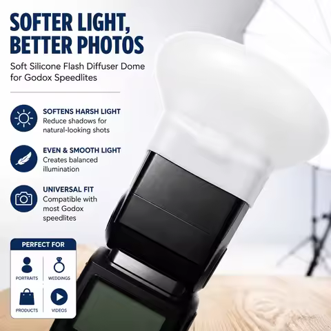 Soft Silicone Flash Diffuser Dome for Godox V860III V850III TT685 TT600 TT520 Speedlight, Soften Sha