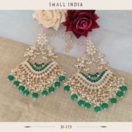 {**ส่งฟรี**} SMALL INDIA 💎🔆 Gold Plated Kundan Earring ต่างหูชุบ 💎🔆 Women Ethnic Jewelry