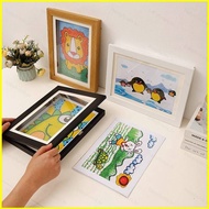 B4 A4 Picture Frame for Kids Picture Organizer Storage Flip-top Kids Wooden Art Display Frame 4B