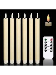 2入組/6入組帶長支架的遙控無火蠟燭,包括10鍵遙控、定時功能、led暖色3d燈芯閃爍蠟燭裝飾燈,適用於萬聖節、感恩節、聖誕節、家居裝飾、婚禮等場合