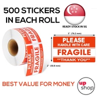 FRAGILE Stickers Label (2 by 3 inches each) 500 stickers in a roll / good for online sellers packing