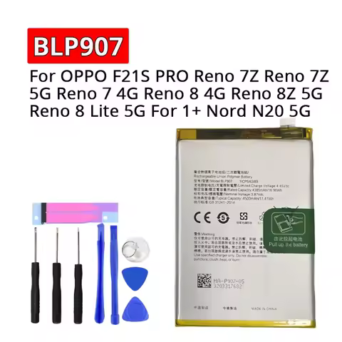 For OPPO F21S PRO Reno 7Z 7 8 4G 8Z 5G Lite for 1+ Nord N20 5G BLP907 4500mAh Replacement Phone Batt