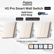 AQARA Smart Wall Switch H1 Pro Gold (Single Gang / Rocker), Support Apple HomeKit, Alexa, (Smart Lig