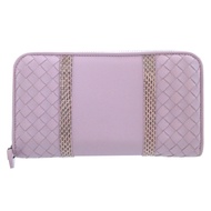 近全新 Bottega Veneta Intrecciato 皮革蟒蛇紋紫色圓形拉鍊長皮夾 0656 [二手] BOTTEGA VENETA