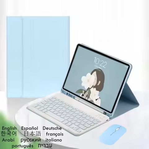 For iPad Air 13 2024 Keyboard Case with Pencil Holder Russian Korean Hebrew Spanish Teclado Funda Fo