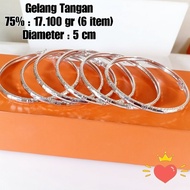 Gelang Emas Putih / Mas 75% Berat 7.00 Gram Diameter 5 Cm