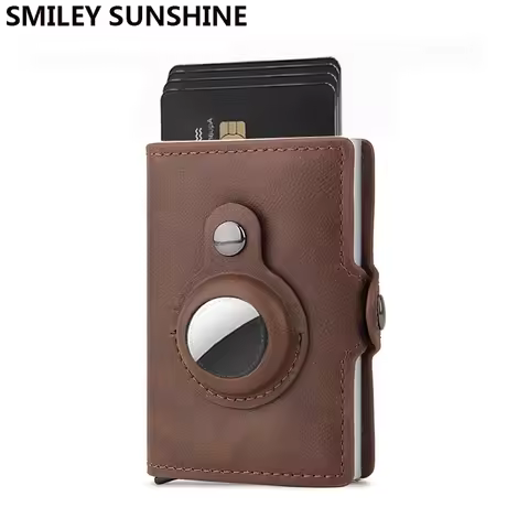 Men Wallet for Apple Airtag RFID Blocking Card Holder Air Tag Wallet Business Pop Up Slide Cardholde