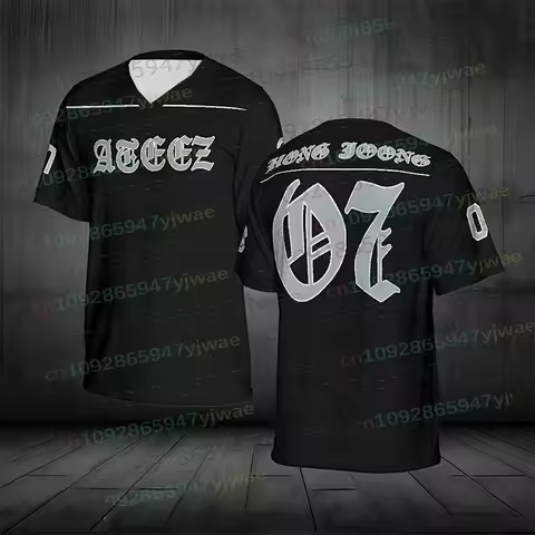 Kpop Ateez Member Football Jersey Streetwear Casual Sport Oversize Short Sleeve Summer Women Men's C