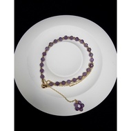 Silver Bracelet Crystal Amethyst Quartz Cutting Uruguay 4.5mm F1094