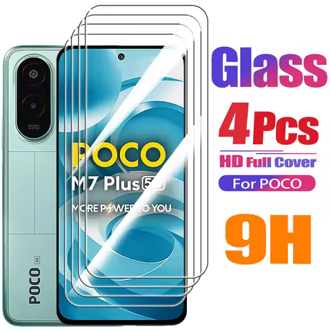 4pcs Screen Protector For POCO M7 M6 Plus M5s HD Tempered Glass For Xiaomi POCO M3 M4 M6 Pro 4G 5G P