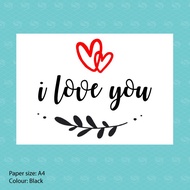 i Love You Balloon Sticker (A4 size) For Balloons