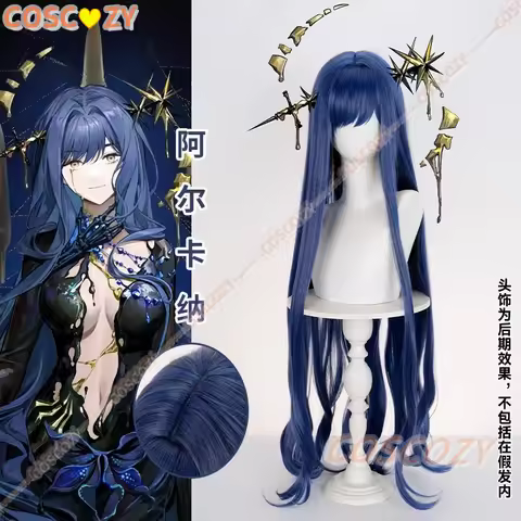 Arcana Cosplay Wig 105CM Blue Mixed Black Long Hair Synthetic Hair + Free Wig Cap Game Reverse:1999 