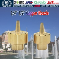Nozzle Air Mancur Tipe Kolom Bahan Tembaga Kepala Nozzle Kolam Air Mancur 1/2" dan 1/4"Semprot Kepal
