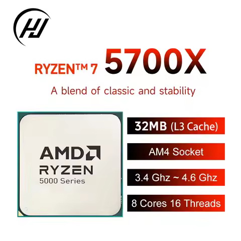 AMD Ryzen 7 5700X R7 5700X New CPU Processor 8C/16T 65W 7NM L3=32M 100-000000926 Socket AM4 DDR4 Zen