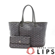กระเป๋าถือผู้หญิง Goyard รุ่น Saint Louis PM มือสอง ทำจาก PVC/หนัง สีเทา