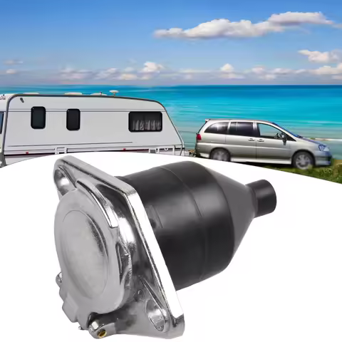 7 Pin Trailer Connector 1pcs 24V Black+Silver Brass Pins Plastic 7-Pin Trailer Socket For Car Semi T