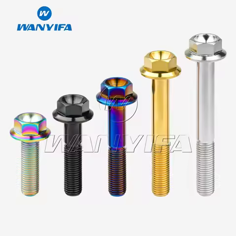 Wanyifa M10 x 20 25 30 35 40 45 50 55 60 65 70 75 80 100mm 1.25 Pitch Titanium Ti Flange Hex Bolt Sc