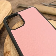 【iPhone手機殼】粉紅色十字紋牛皮/防摔/多款型號/客製化印字