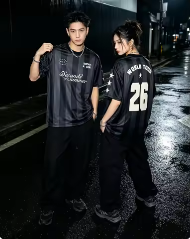 5SOS 5 Seconds of Summer Soccer Jersey Short Sleeve Summer V-neck Men Football Tees Casual Fashion F