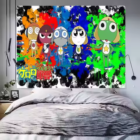 Cartoon Funny K-Keroro Gunsou Frog Happy Birthday Banner Backdrop For Birthday Banner Party Backgrou