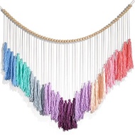 Bedroom Wooden Beads Bohemian Party Tassel Classroom Children with Tassel Wall Hanging Banner Decora
