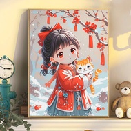 Diamond Painting Set Full Diamond Cat Girl Cartoon Q Version 5d Diamond Painting Full Diamond 2025 N