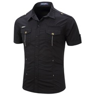 Áo sơ mi nam cộc tay 2 túi trước ngực đơn giản thanh lịch không thể thiếu trong tủ đồ nam giới H40