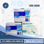[ BOX ] Sterile Latex Gloves SURE-GUARD/GREATGLOVE/INDOPLAS per box 50 pairs 6.0, 6.5, 7.0, 7.5, 8.0