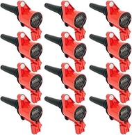 Set of 12 Red Performance Ignition Coil Pack Compatible With Aston Martin DB9 Coupe Rapide Vanquish 