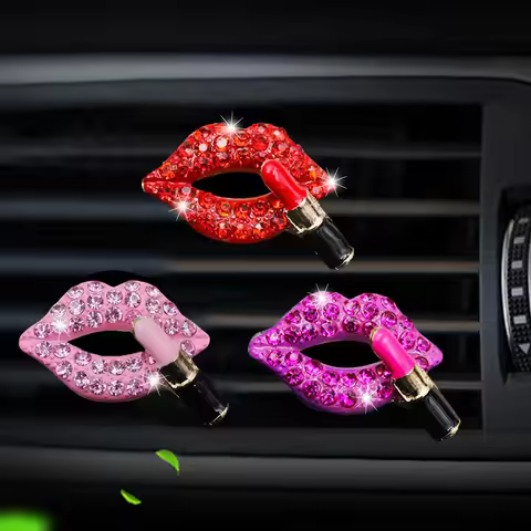 Red Lips Car Vent Clip Bling Bling Car Charm Air Vent Clips Rhinestone For Audi A1 A3 A4 A5 A6 A7 A8