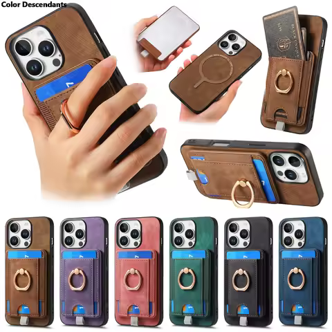 Removable Card Bag Case For VIVO X90 X100 Pro X60 VIVO S16 V29 V27E V27 V25 Leather Magnetic Finger 