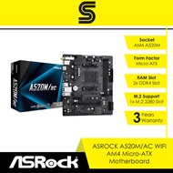 ASROCK A520M/ac WiFi AM4 Micro-ATX Motherboard