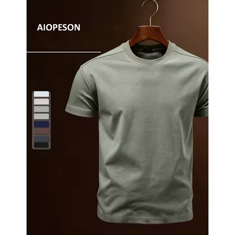 AIOPESON Men's Cotton O-Neck Soft Touch Comfortable Tee Solid Color 8 Colors Breathable Lightweight 