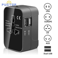 PUGTOP 1PC Universal Travel Plug Adapter 2 USB Port World Travel AC Power Charger Adapter AU US UK E