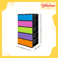 YellowHouse ตู้ลิ้นชัก 5ชั้น รุ่น สมาย L ตู้รองเท้า กล่องเก็บของ ตู้ลิ้นชักพลาสติก กล่องใส่ของ ชั้นว