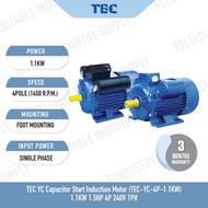 TEC YC Capacitor Start Induction Motor 1.1KW - 2.2KW (1.5HP - 3HP) 4Pole 240V/Single Phase Motor