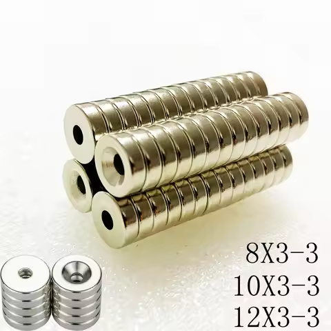 8x3 10x3 12x3 Hole 3mm N35 NdFeB Countersunk Super Powerful Strong Permanent Round Hole Magnet Magne