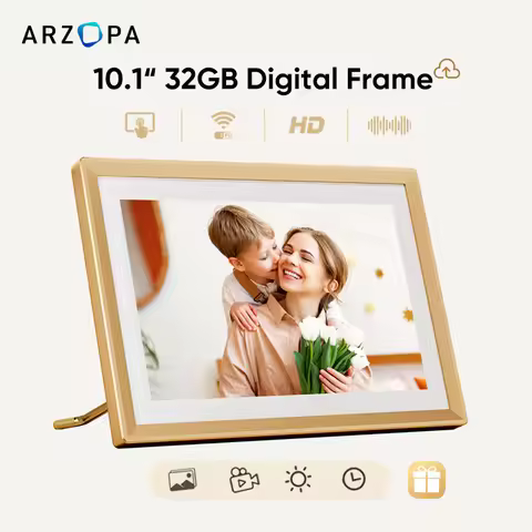 ARZOPA Metal Digital Picture Frame WiFi 10.1" HD IPS Touch Screen Smart Photo Frame Unlimited Photos